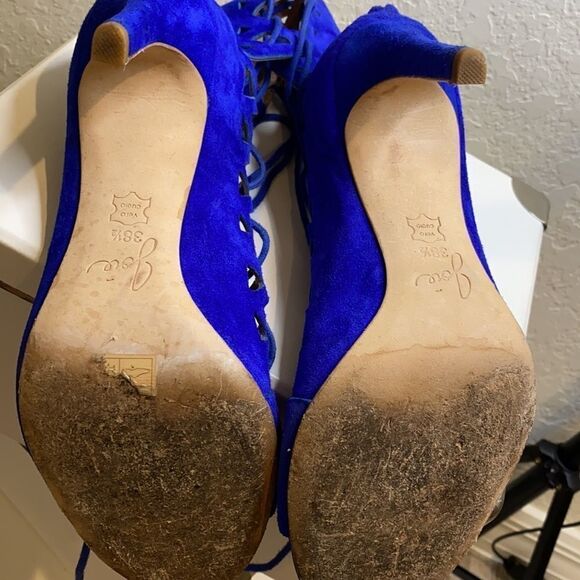 Joie Quinn Deep Indigo Pumps Sz 38.5 Lace Up - Picture 6 of 6